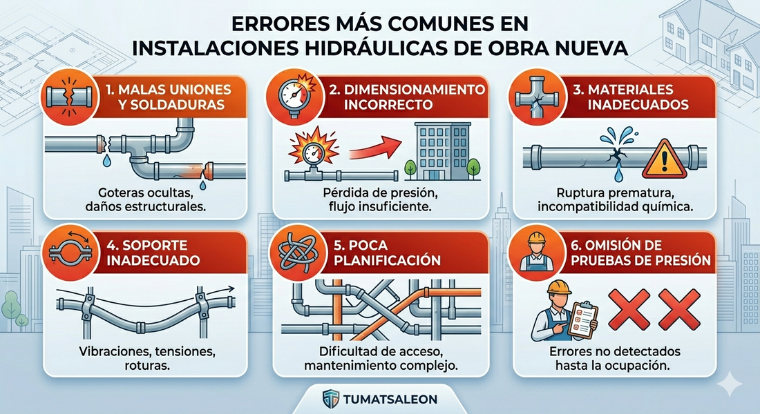 Errores más comunes en instalaciones hidráulicas de obra nueva
