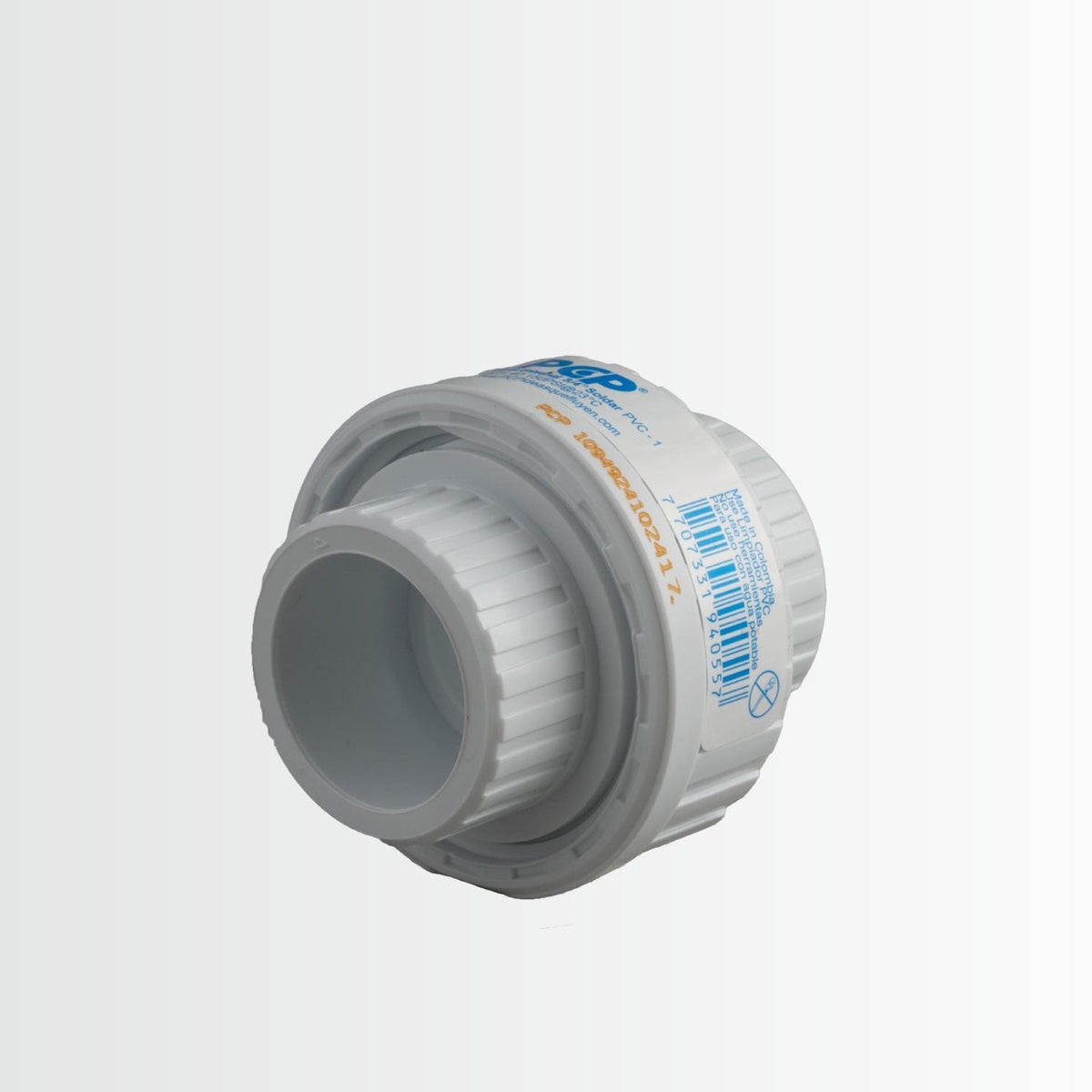 Tuerca unión cementar PVC C-40 de 13 mm (1/2"), vista en ángulo — Tumatsa León