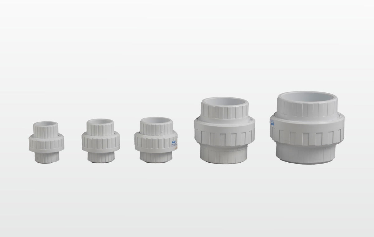 Tuerca unión cementar PVC C-40 de 19 mm (3/4"), comparativa de medidas — Tumatsa León