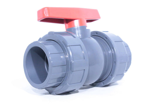 VALVULA BOLA DOBLE UNION CEMENTAR  PVC C-80 75MM